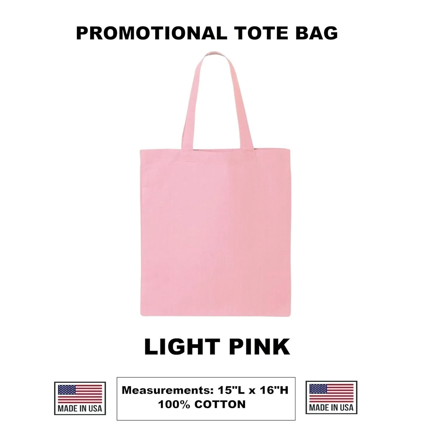10 | 50 | 100 Pack Custom Tote Bags, Bulk Custom Logo Tote Bag, Personalized Company Logo Bags, Reusable Bags, Custom Bags for Business (Promotional Light Pink, 1 Bag)