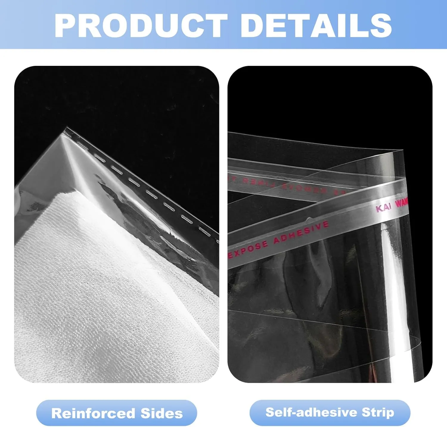 100 Count T Shirt Bags, Cellophane Bags Clear Poly Bags Plastic Bags For Packing Clothing Self Sealing Bag With10 Pcs Size Stickers (12 * 16)