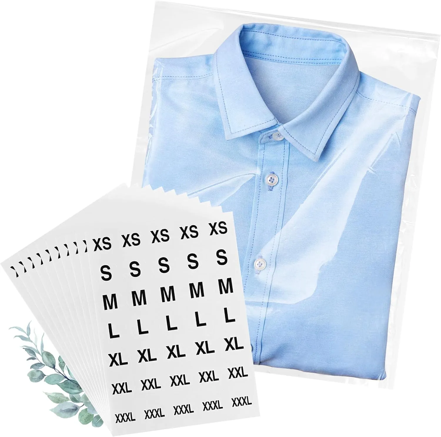 100 Count T Shirt Bags, Cellophane Bags Clear Poly Bags Plastic Bags For Packing Clothing Self Sealing Bag With10 Pcs Size Stickers (12 * 16)