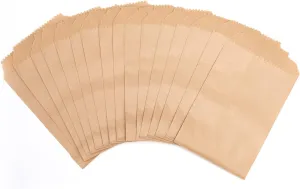 100-pack 3x5 Inches Mini Size Natural Kraft Paper Bags for Bakery Cookies Treats Snacks Popcorn Small Gift bag