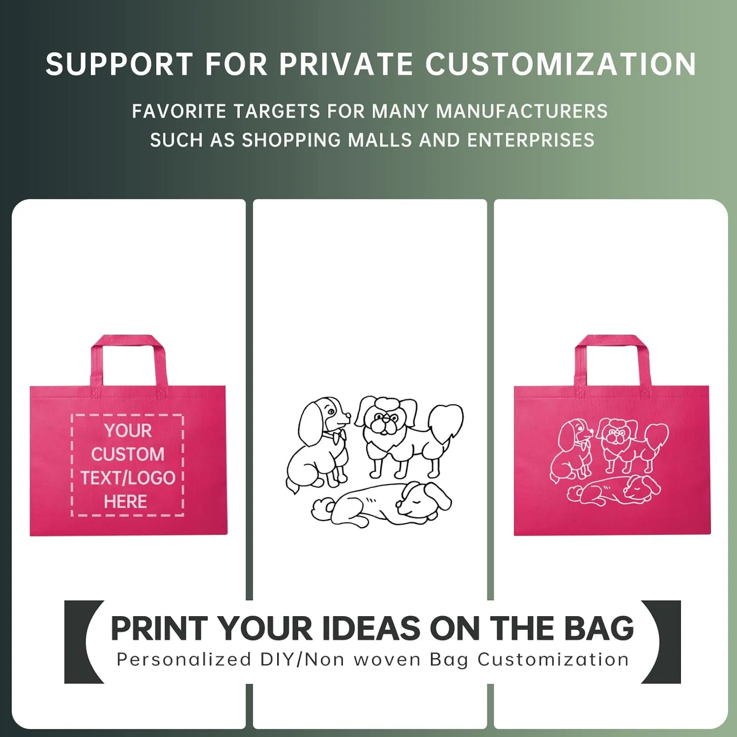 100 Reusable Shopping Bags custom bags with logo-Ideal for Company Promotions, commercial advertising,grocery bags