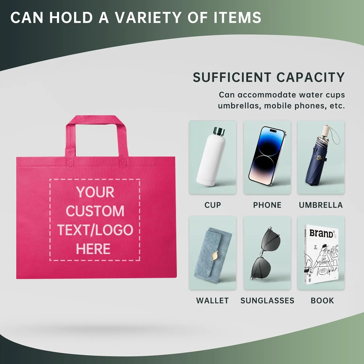 100 Reusable Shopping Bags custom bags with logo-Ideal for Company Promotions, commercial advertising,grocery bags