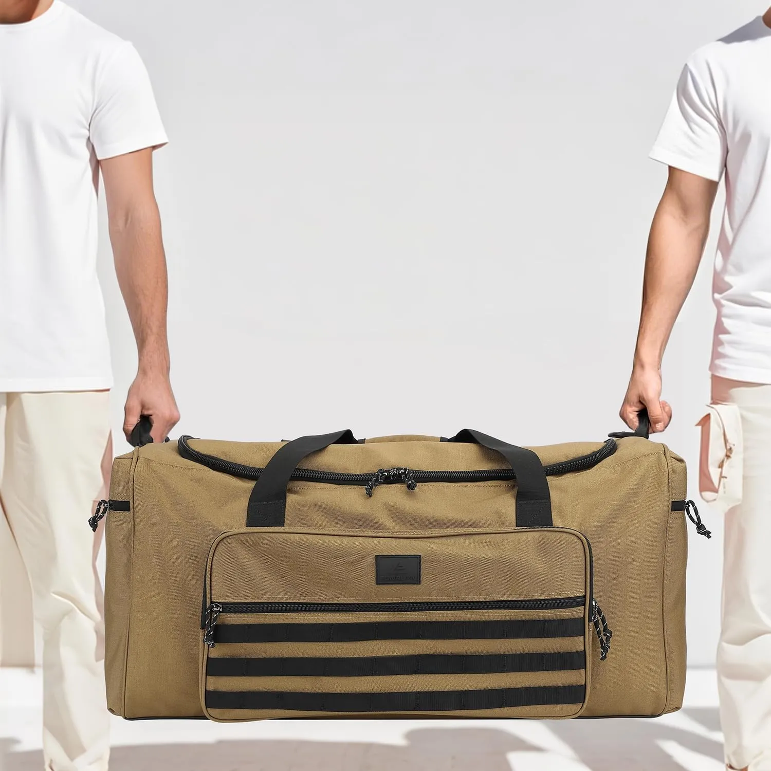 115L Extra Large Gym Duffle Bag for Men Women with Shoes Compartment Heavy Duty Tactical Sports Duffel Bag Big Football Baseball Basketball Soccer Hockey Team Equipment Bag, Brown