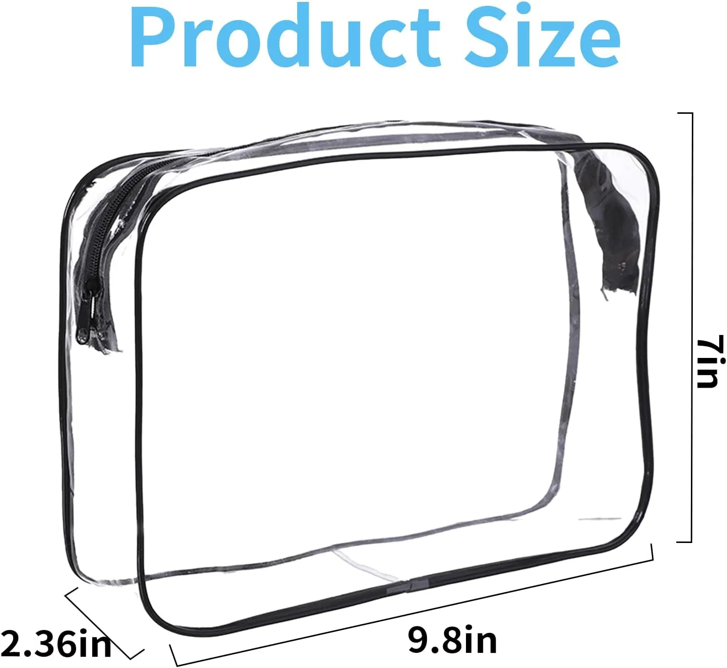 16 Pcs Clear Cosmetics Bag Bulk Clear Makeup Bag Bulk Toiletry Bag for Travel, PVC Zippered Pouch Cosmetic Makeup Bag Plastic Organizer Case for Vacation Bathroom Travel & Daily Use(Black L)