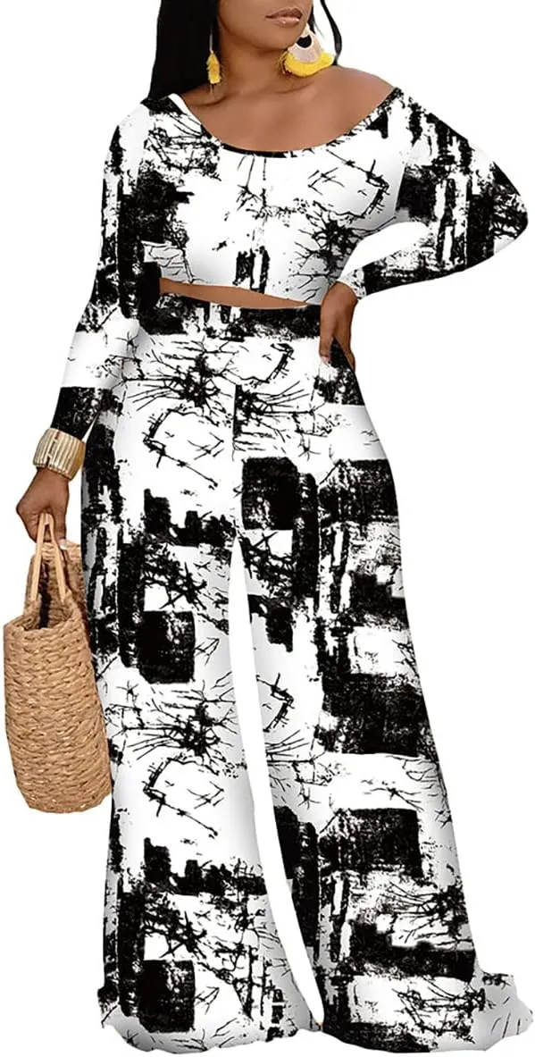 2 Piece Outfits for Women Casual Wide Leg Palazzo Pant Sets Rompers Jumpsuits Sets Sexy Backless Front Crop
