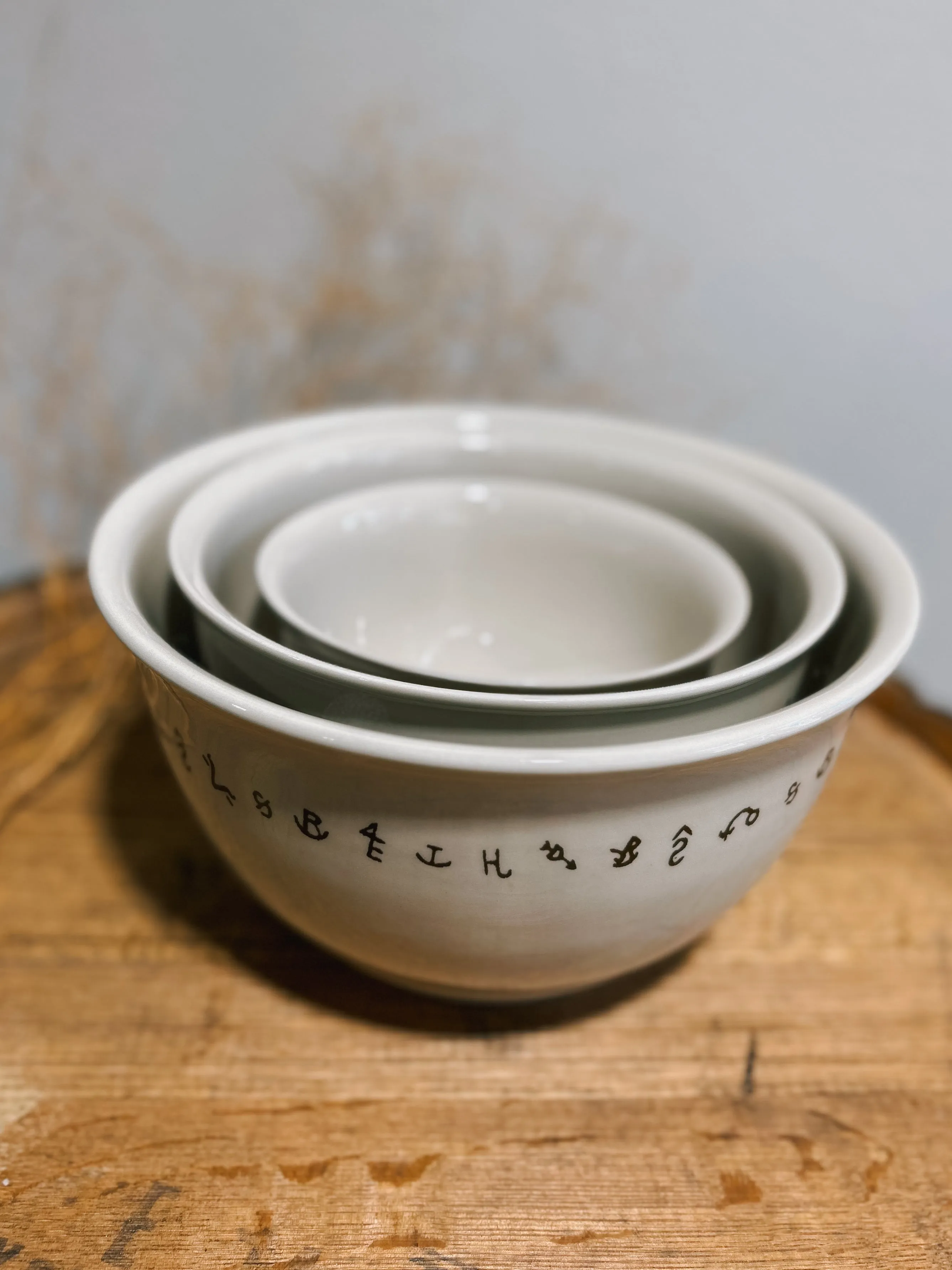 3 Piece Cattle Brand Stonewear Mixing Bowls