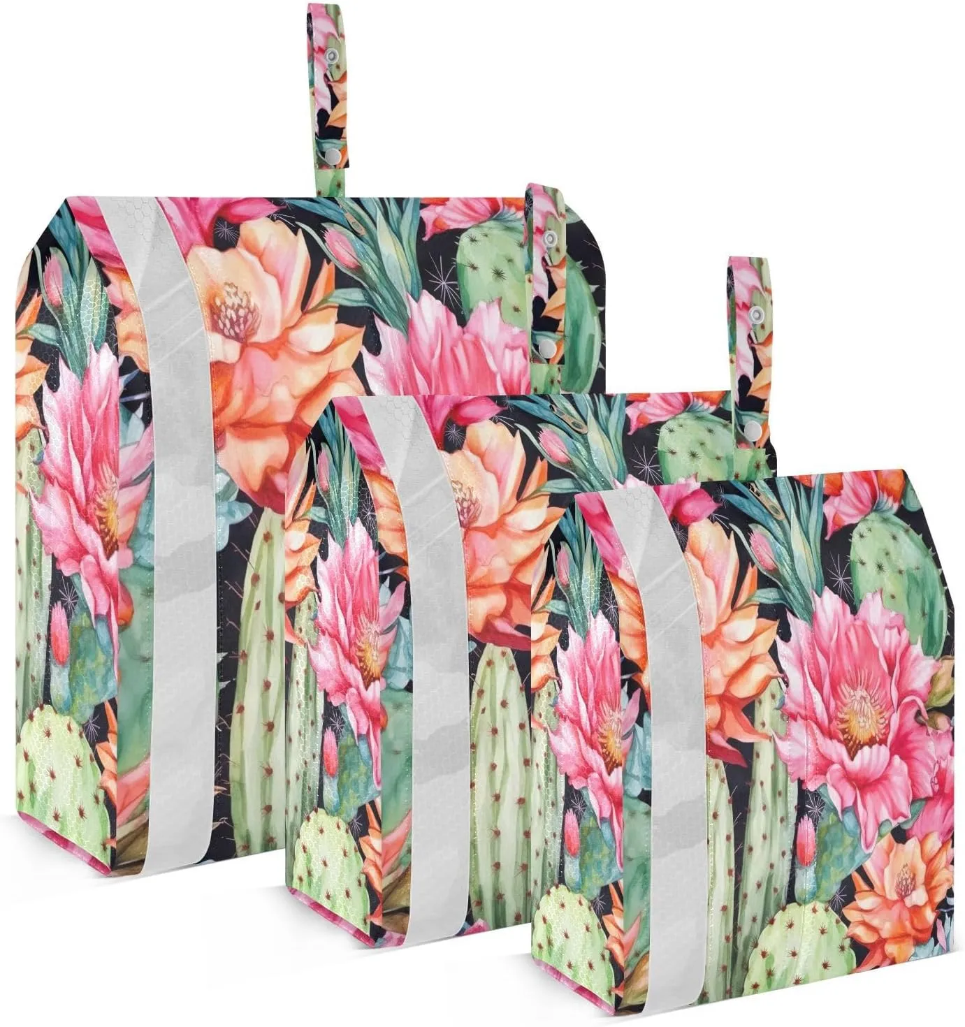 3 Set Travel Packing Cubes Lightweight Foldable Cactus Flowers Luggage Bags Organizers for Travel Accessories Travel Essentials
