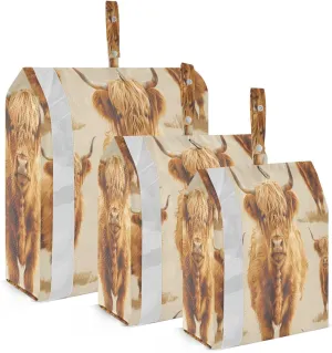 3 Set Travel Packing Cubes Lightweight Foldable Highland Cow Luggage Bags Organizers for Travel Accessories Travel Essentials