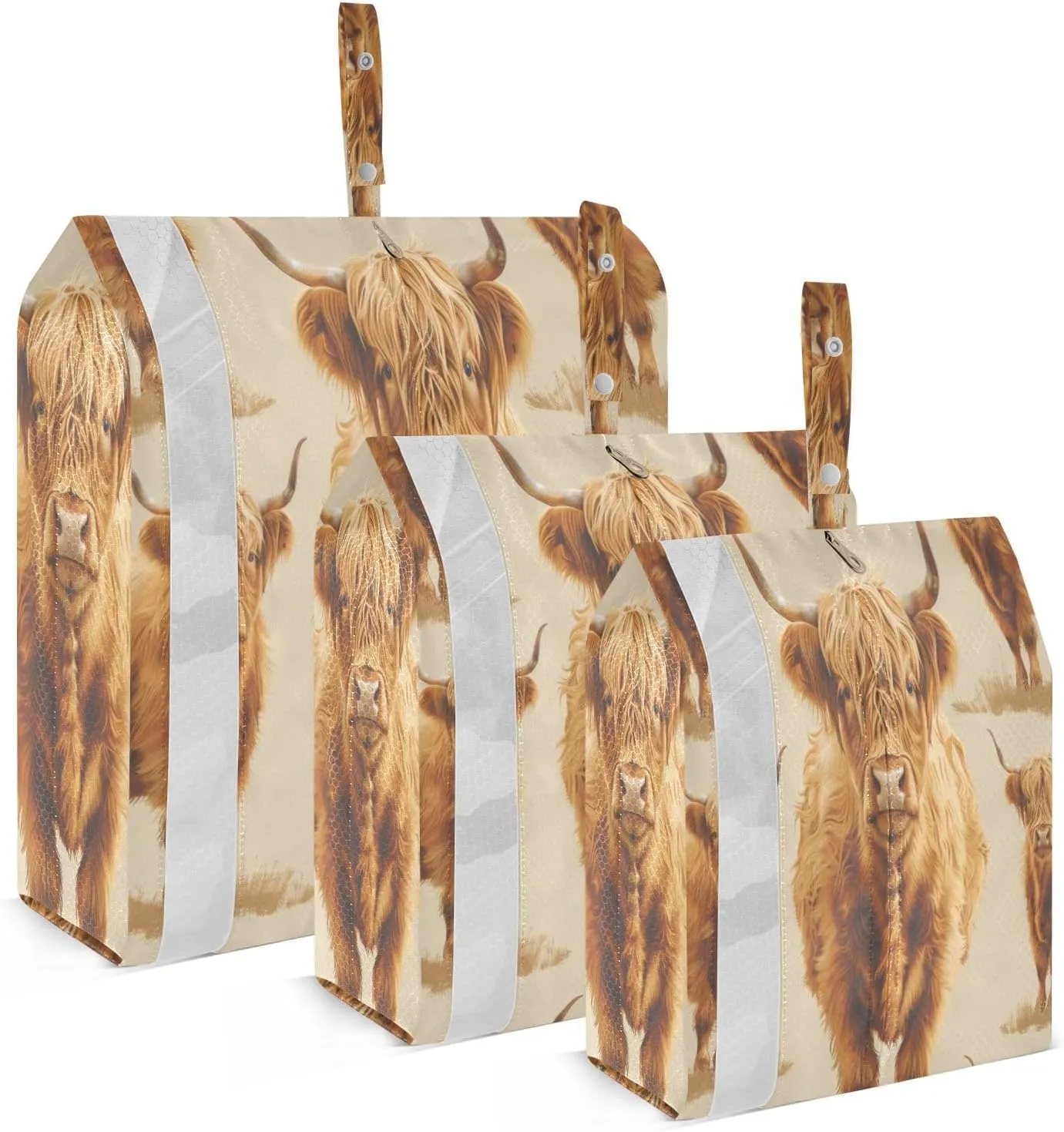 3 Set Travel Packing Cubes Lightweight Foldable Highland Cow Luggage Bags Organizers for Travel Accessories Travel Essentials
