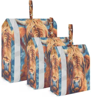 3 Set Travel Packing Cubes Lightweight Foldable Highland Cow Luggage Bags Organizers for Travel Accessories Travel Essentials