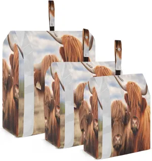 3 Set Travel Packing Cubes Lightweight Foldable Highland Cows Luggage Bags Organizers for Travel Accessories Travel Essentials