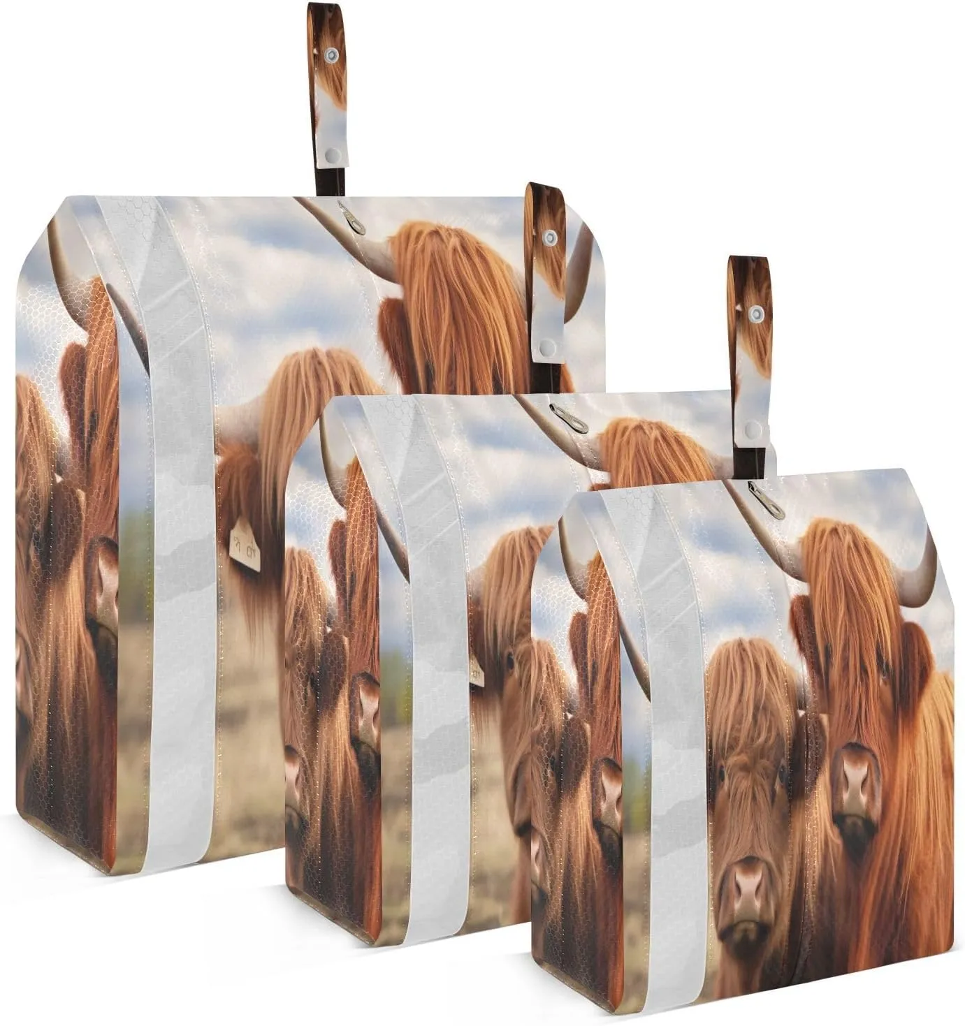 3 Set Travel Packing Cubes Lightweight Foldable Highland Cows Luggage Bags Organizers for Travel Accessories Travel Essentials
