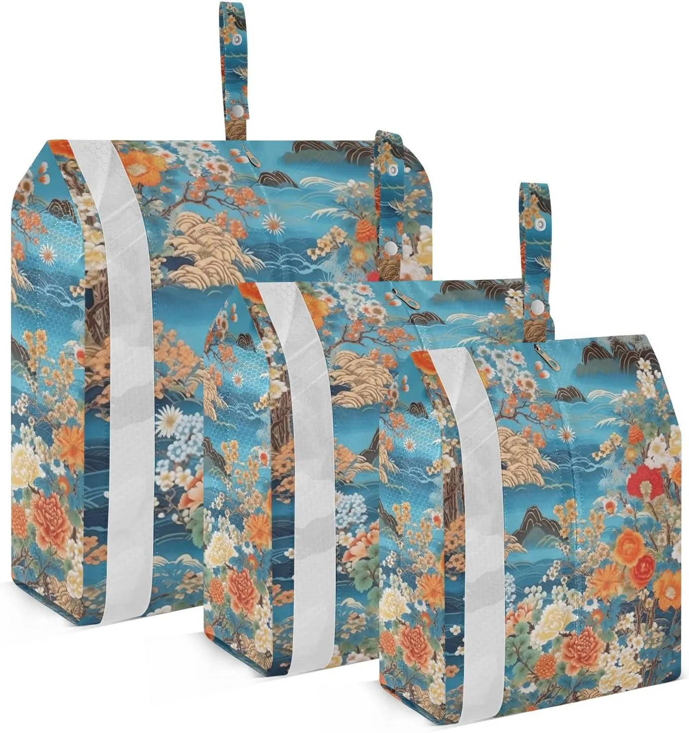 3 Set Travel Packing Cubes Lightweight Foldable Japanese Flowers Luggage Bags Organizers for Travel Accessories Travel Essentials