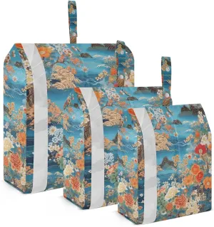 3 Set Travel Packing Cubes Lightweight Foldable Japanese Flowers Luggage Bags Organizers for Travel Accessories Travel Essentials