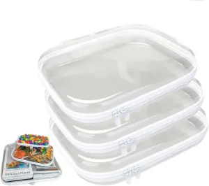 3PC Clear Zipper Storage Bags Hard Shell, Clear Hard Case Zipper Pouch, Waterproof Zippered Organizer Box, Small Plastic Storage Containers Clear Stackable Drawers Storage Case (3pcs_S)