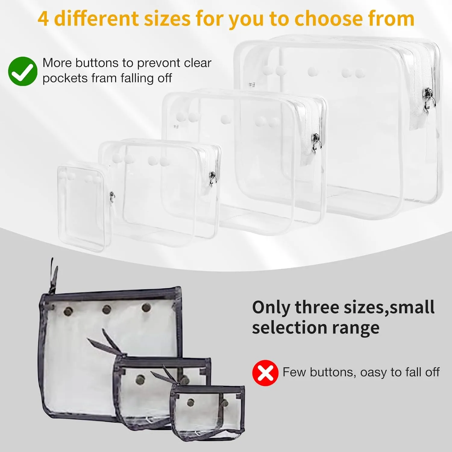 4 packs Clear Bogg Bag Pouches for Bogg Bag Accessories Clear Beach Tote Storage Travel Cosmetic Organizer (White)