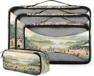 4 Set Packing Cubes for Suitcases, Travel Essentials for Carry on Luggage, Artistic City Suitcase Organizers for Clothes Shoes Toiletries Travel Accessories in 4 Sizes - Modern City