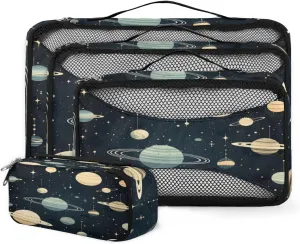 4 Set Packing Cubes for Suitcases, Travel Essentials for Carry on Luggage, Fantastic Galaxy Suitcase Organizers for Clothes Shoes Toiletries Travel Accessories in 4 Sizes - Abstract Galaxy