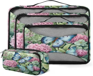 4 Set Packing Cubes for Suitcases, Travel Essentials for Carry on Luggage, Lively Flower Suitcase Organizers for Clothes Shoes Toiletries Travel Accessories in 4 Sizes - Mystical Flower