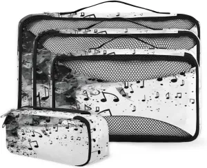 4 Set Packing Cubes for Suitcases, Travel Essentials for Carry on Luggage, Mysterious Symbol Suitcase Organizers for Clothes Shoes Toiletries Travel Accessories in 4 Sizes - Beat Notes