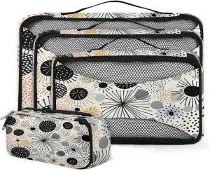 4 Set Packing Cubes for Suitcases, Travel Essentials for Carry on Luggage, Retro Dandelion Suitcase Organizers for Clothes Shoes Toiletries Travel Accessories in 4 Sizes - Watercolor Dandelion
