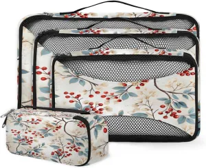 4 Set Packing Cubes for Suitcases, Travel Essentials for Carry on Luggage, Varicolored Flowers Suitcase Organizers for Clothes Shoes Toiletries Travel Accessories in 4 Sizes - Magical Flowers