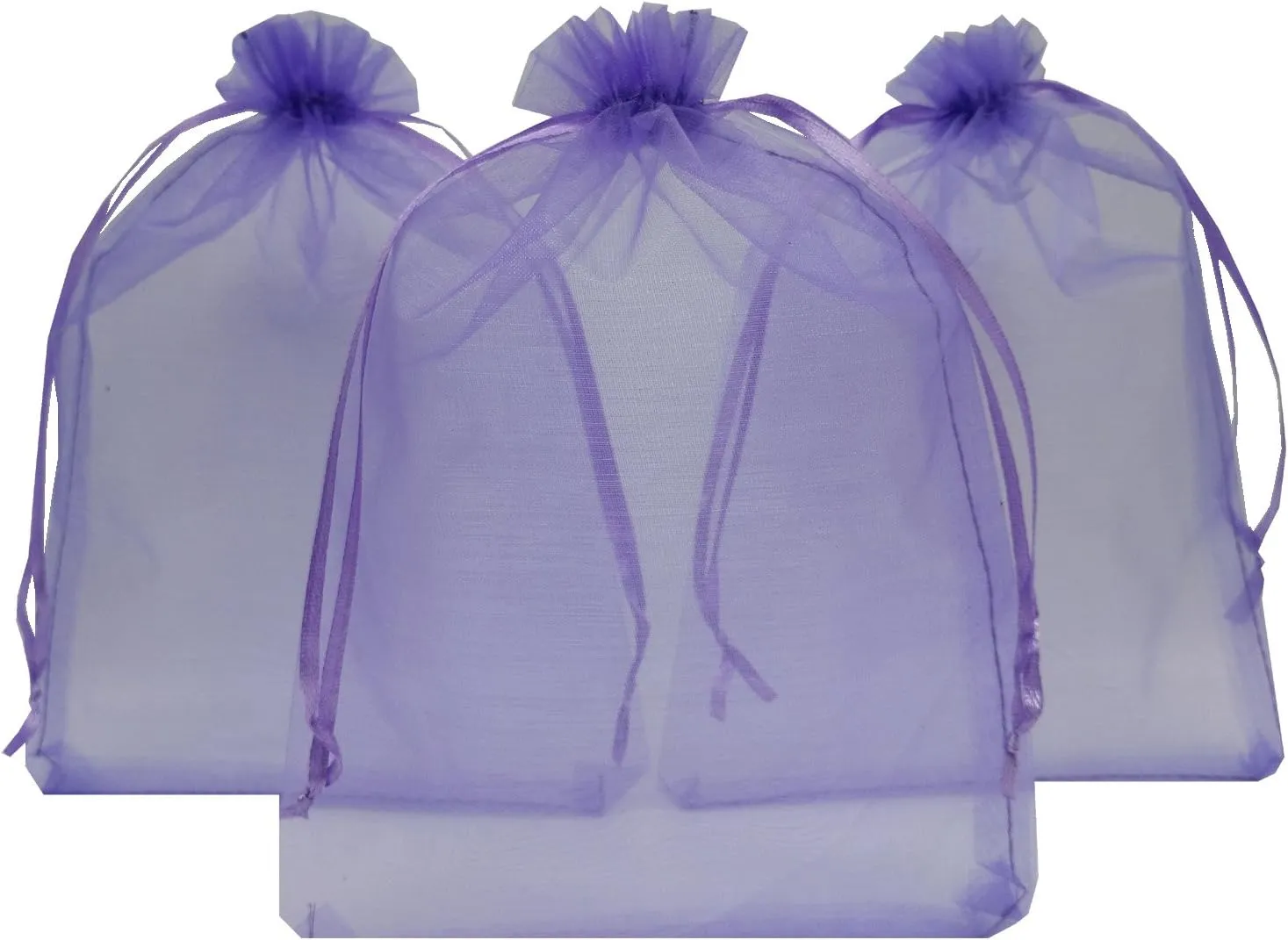 50pcs Large Sheer Organza Favor Bags 6.6x9'' Jewelry Candy Gift Bags Mini Bottle Wine Bags Samples Display Drawstring Pouches (Light Purple)
