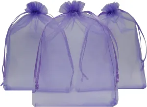50pcs Large Sheer Organza Favor Bags 6.6x9'' Jewelry Candy Gift Bags Mini Bottle Wine Bags Samples Display Drawstring Pouches (Light Purple)