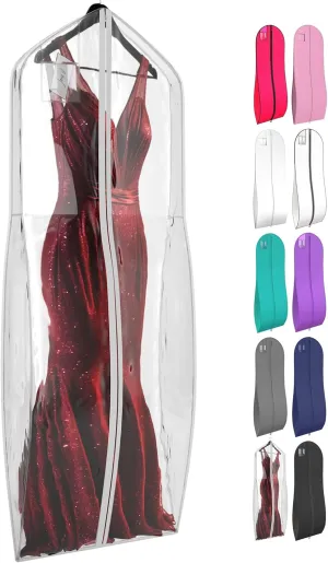 72" Tapered Long Dress Bags for Gowns - Wedding Dress Garment Bag for Dresses - Long Garment Bags for Hanging Clothes & Closet Storage, Dress Bag for Airplane