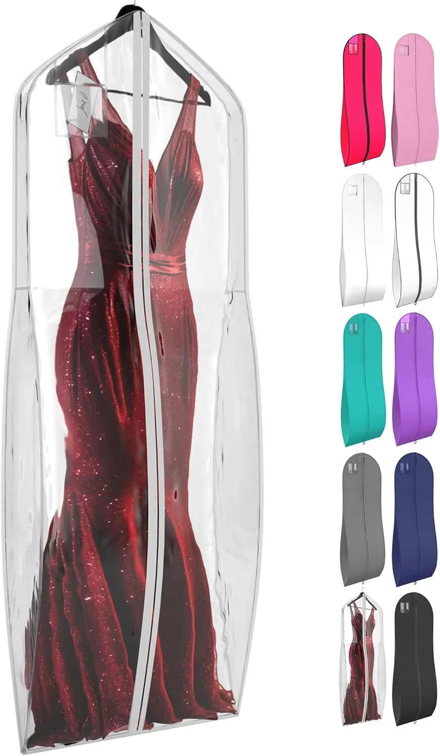 72" Tapered Long Dress Bags for Gowns - Wedding Dress Garment Bag for Dresses - Long Garment Bags for Hanging Clothes & Closet Storage, Dress Bag for Airplane