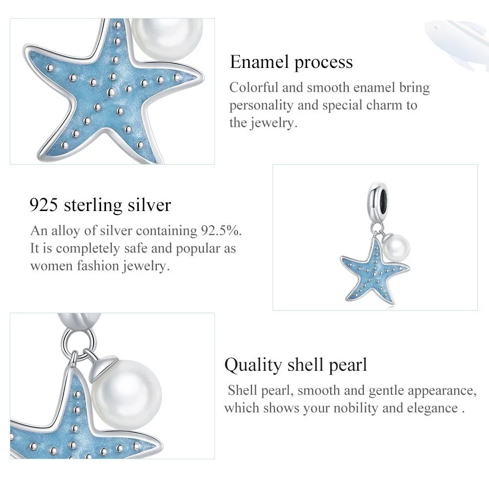 925 Sterling Silver Starfish Pendant For Diy Bracelets & Necklaces