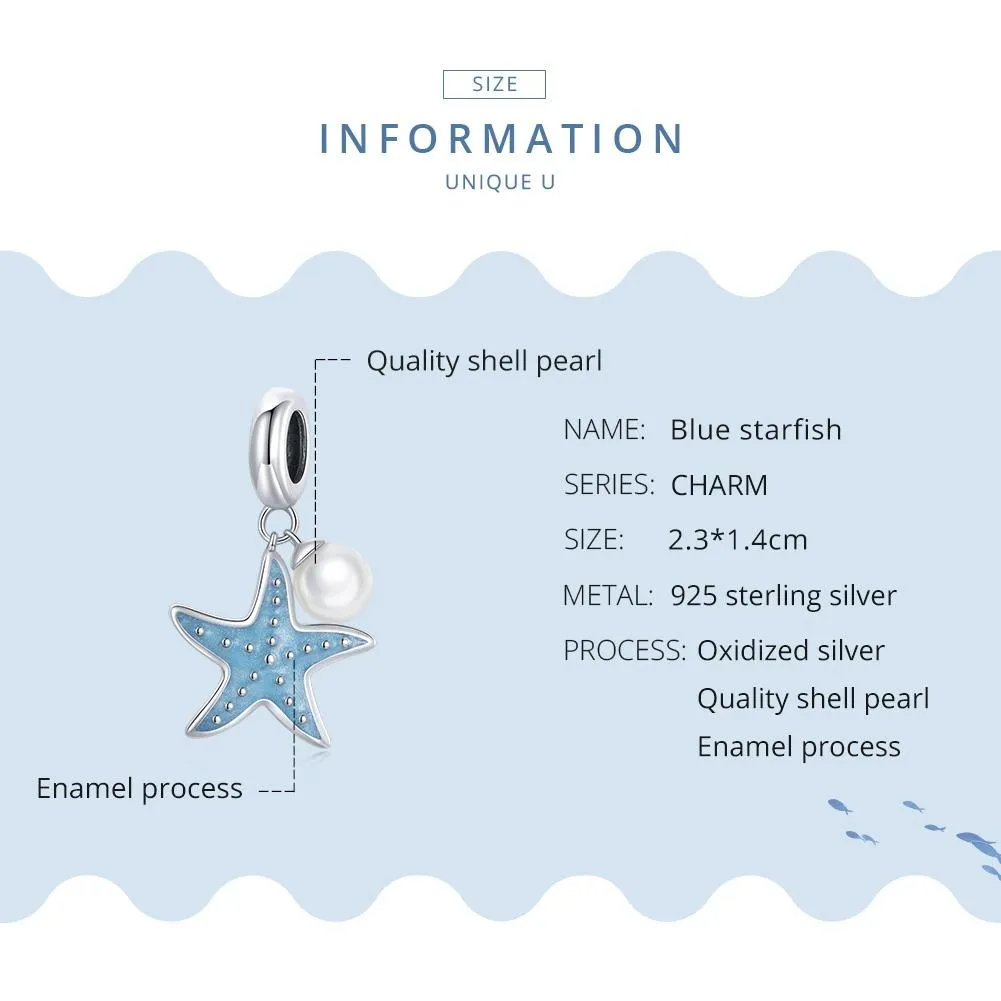 925 Sterling Silver Starfish Pendant For Diy Bracelets & Necklaces