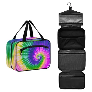 ALAZA Green Tie Dye Toiletry Bag Men and Women Travel Hanging Makeup Cosmetic Bag Toiletries Accessories L