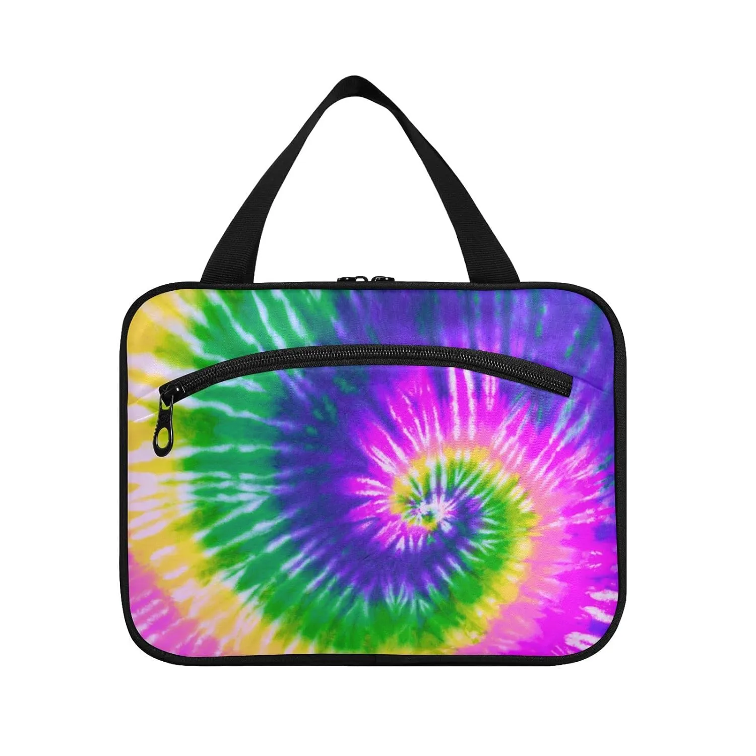 ALAZA Green Tie Dye Toiletry Bag Men and Women Travel Hanging Makeup Cosmetic Bag Toiletries Accessories L