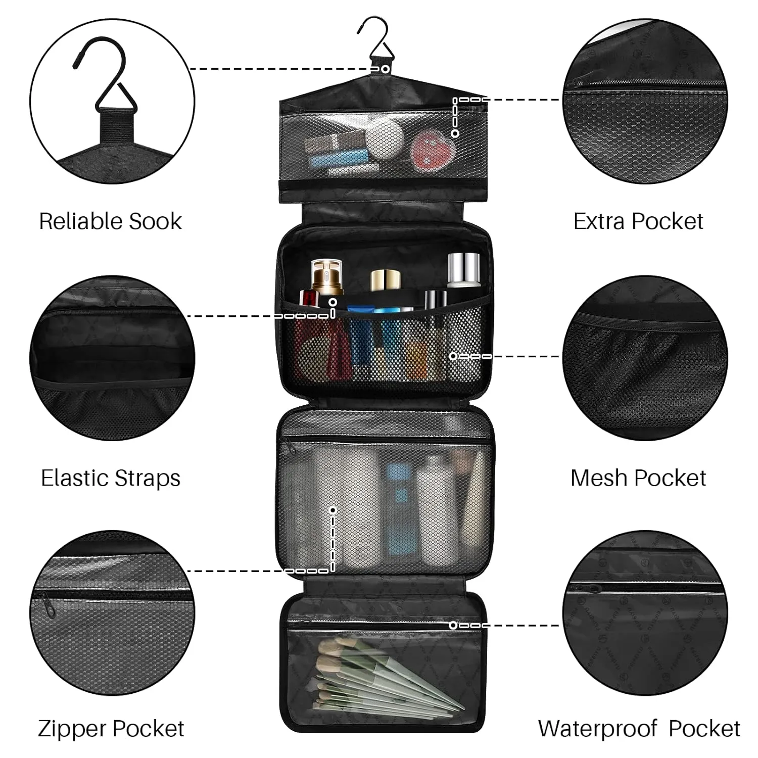 ALAZA Retro Culture Egyptian Toiletry Bag Men and Women Travel Hanging Makeup Cosmetic Bag Toiletries Accessories L