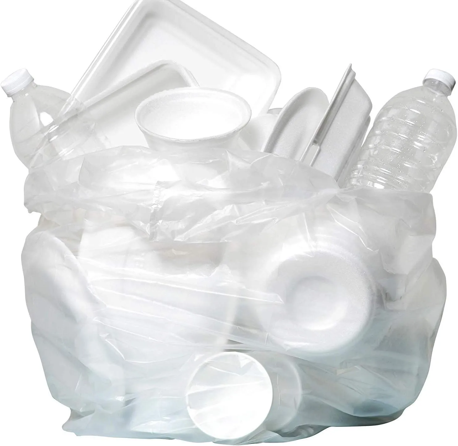 Aluf Plastics High Density Trash Bags, 12 Gallon, 1000 Count, 8 Micron (eq), 24" x 27", Clear, for Bathroom, Office, Industrial, Commercial, Janitorial, Municipal, Recycling