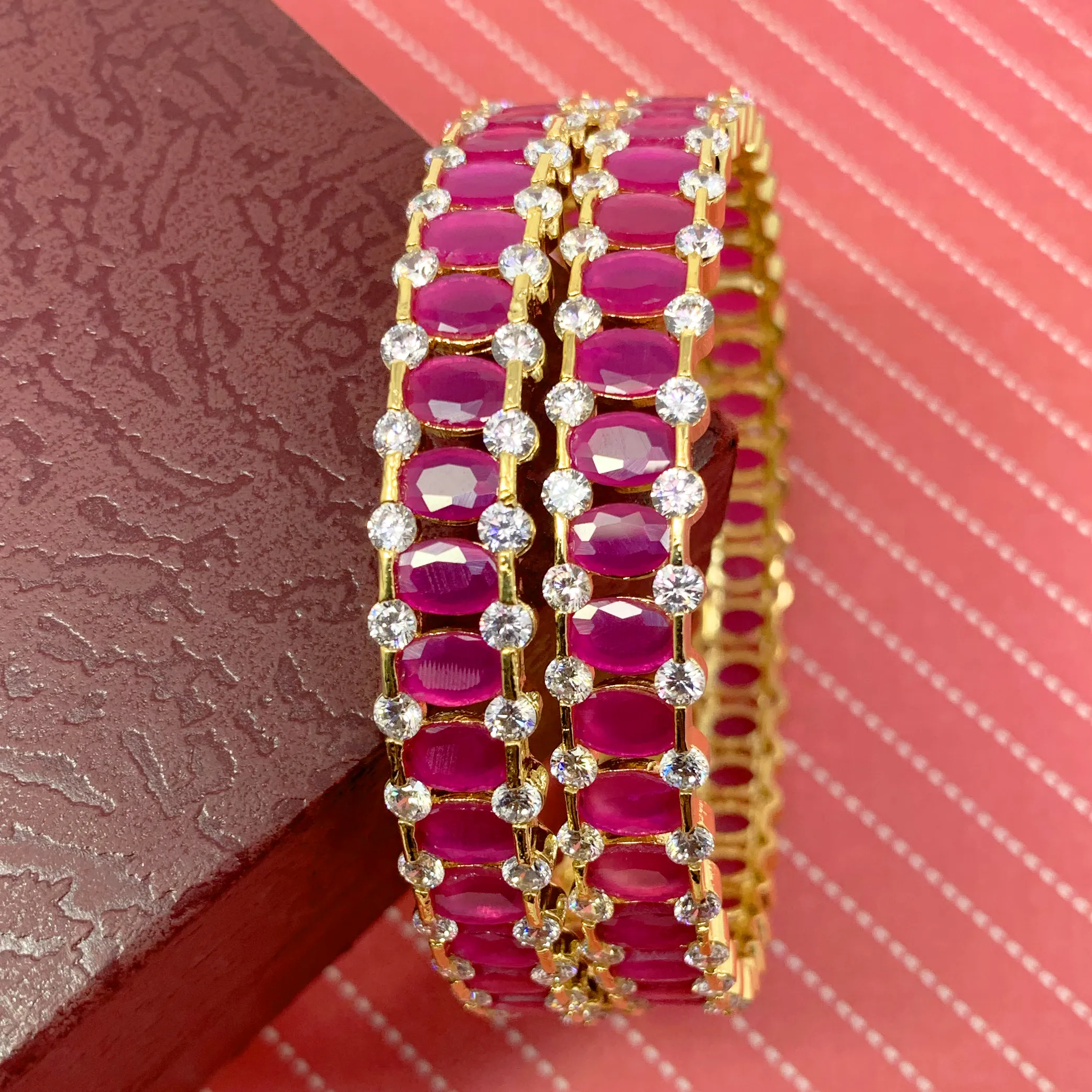 American Diamond & Semi-Precious Stone Bangles (Design 28)