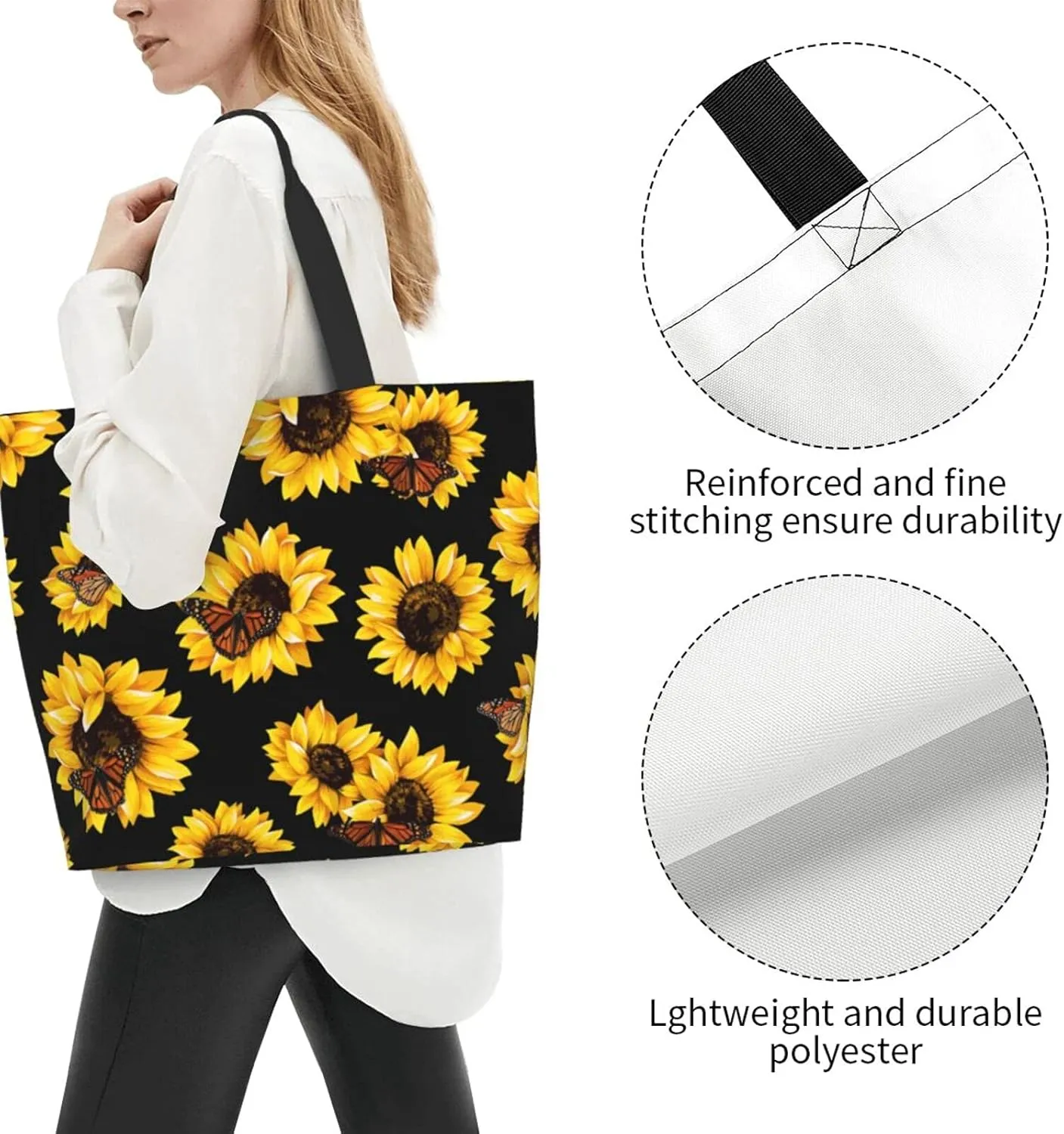 AmerTac Tote Bag Large Women Casual Shoulder Bags Gifts Reusable Waterproof For Weekender Travel Grocery Shopping Outdoor