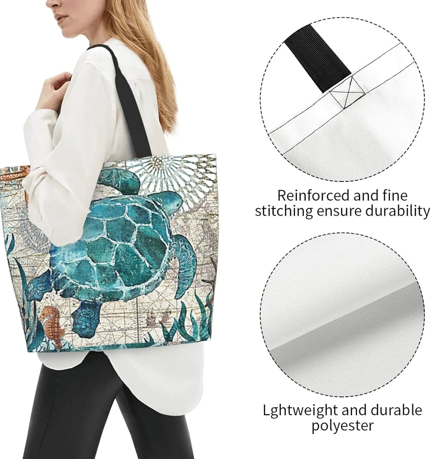 AmerTac Tote Bag Large Women Casual Shoulder Bags Gifts Reusable Waterproof For Weekender Travel Grocery Shopping Outdoor