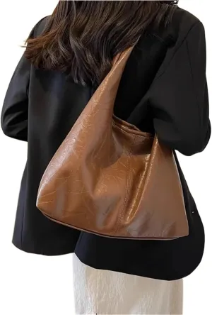 And Winter Vintage Women's Bag Large Capacity Suede Shoulder Bag Solid Color Simple Casual Commuter Bag Retro Handbags