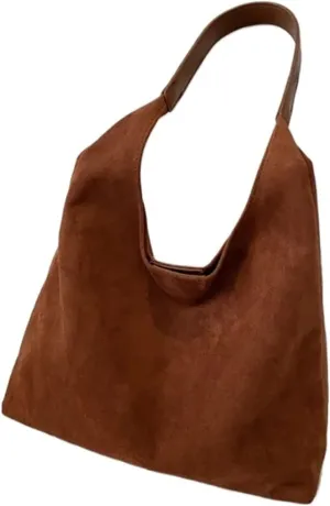 And Winter Vintage Women's Bag Large Capacity Suede Shoulder Bag Solid Color Simple Casual Commuter Bag Retro Handbags
