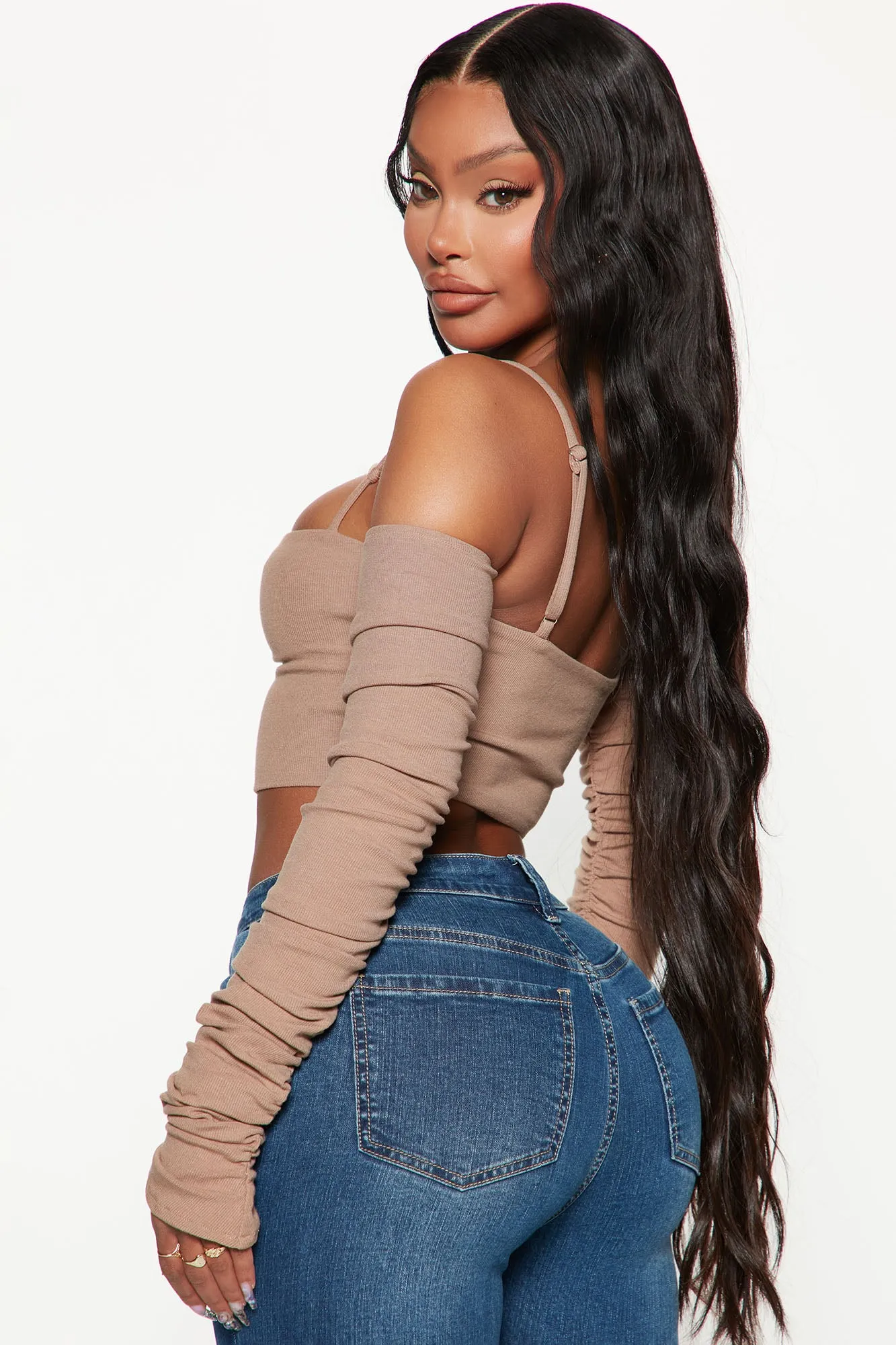 Annita Off Shoulder Top - Mocha