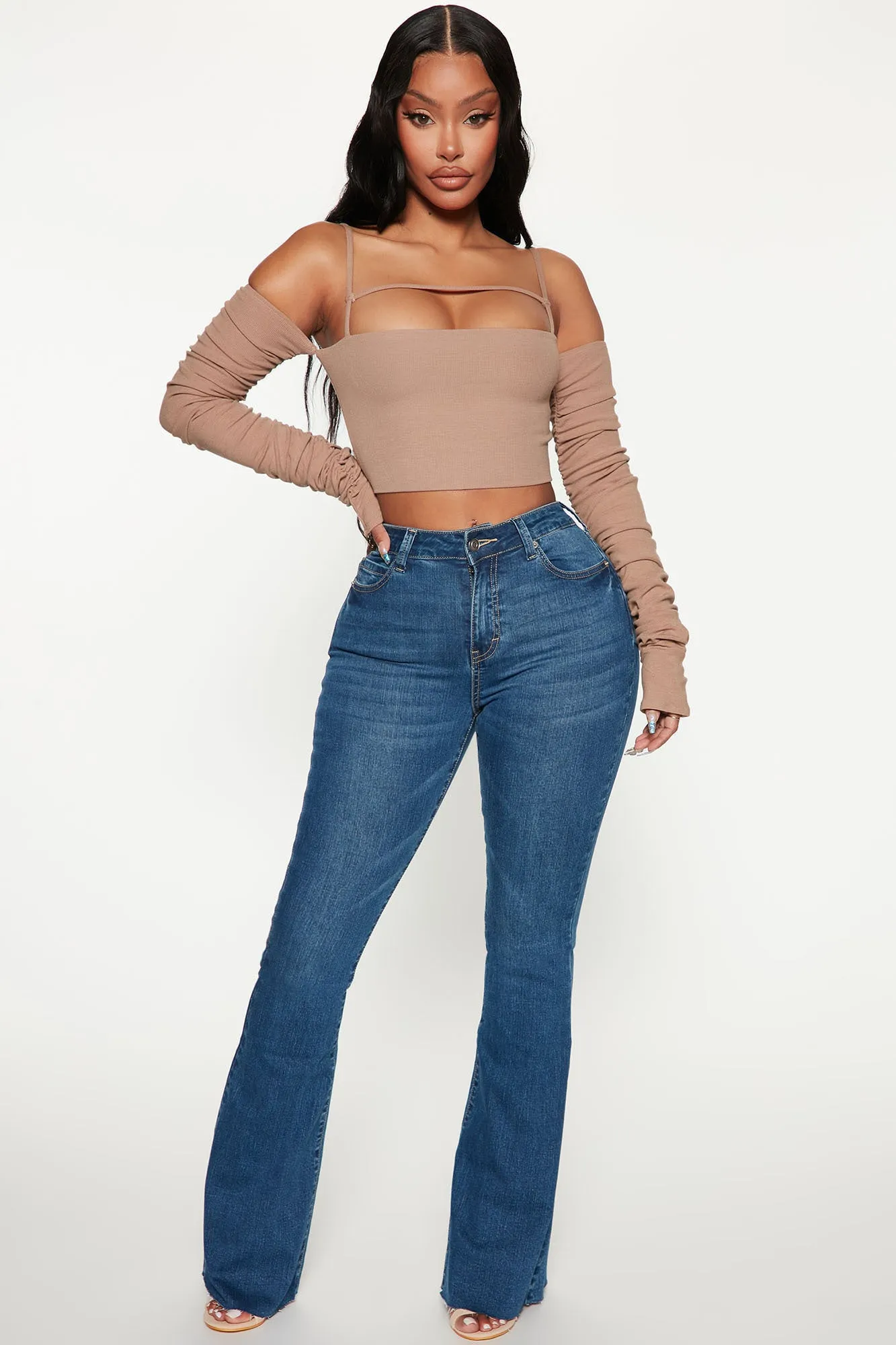 Annita Off Shoulder Top - Mocha