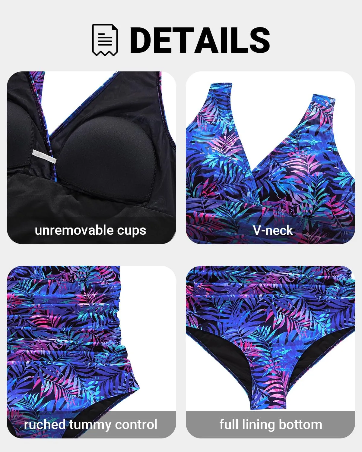 Aqua Eve Women Plus Size One Piece Swimsuits Tummy Control Bathing Suits V Neck Ruched Swimwear