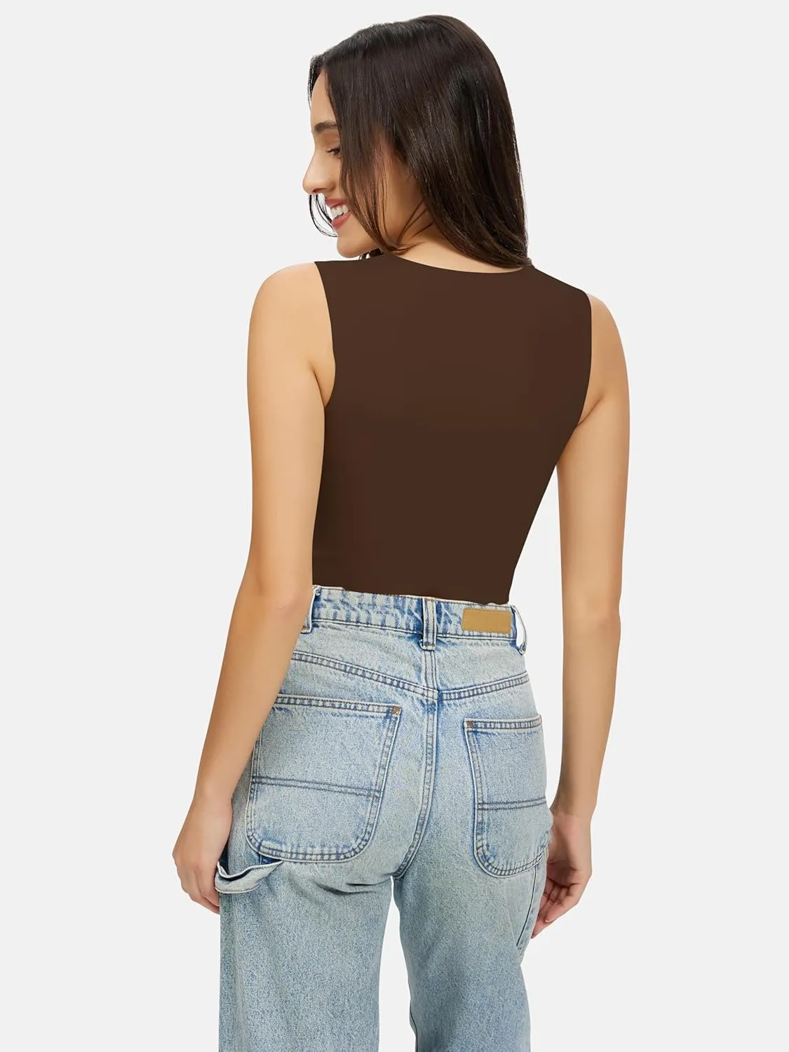 Artdear Women's Square Neck Tank Top - Double Lined Sleeveless Basic Crop Tops Air Touch Fabric