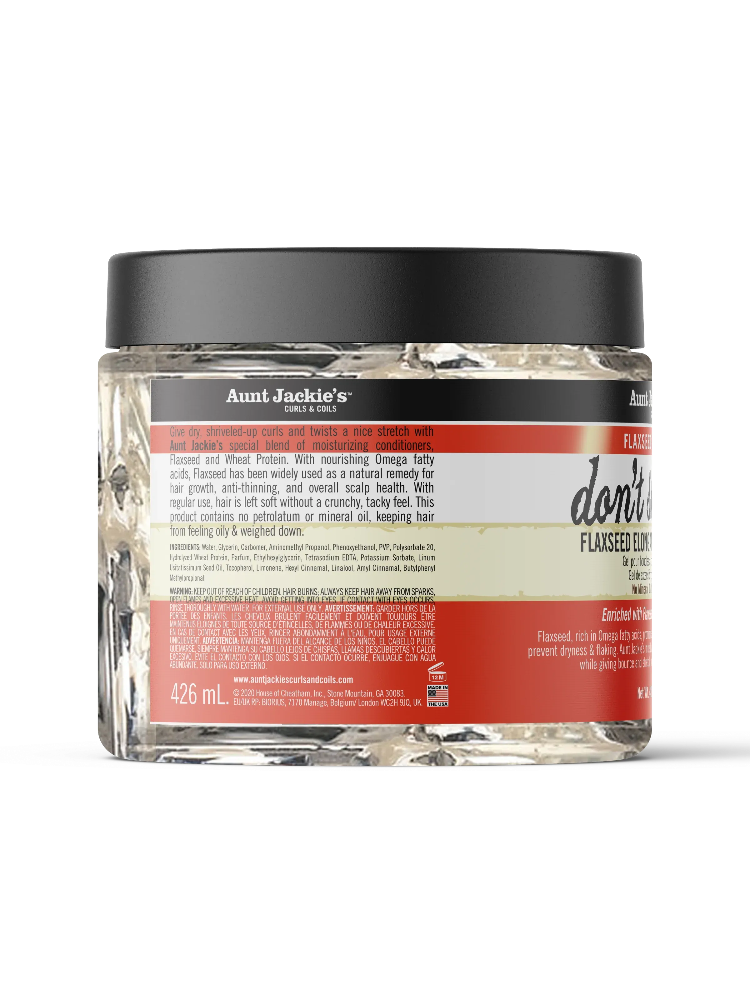 Aunt Jackie's Flaxseed Recipes Don't Shrink Flaxseed Elongating Curling Gel 15oz