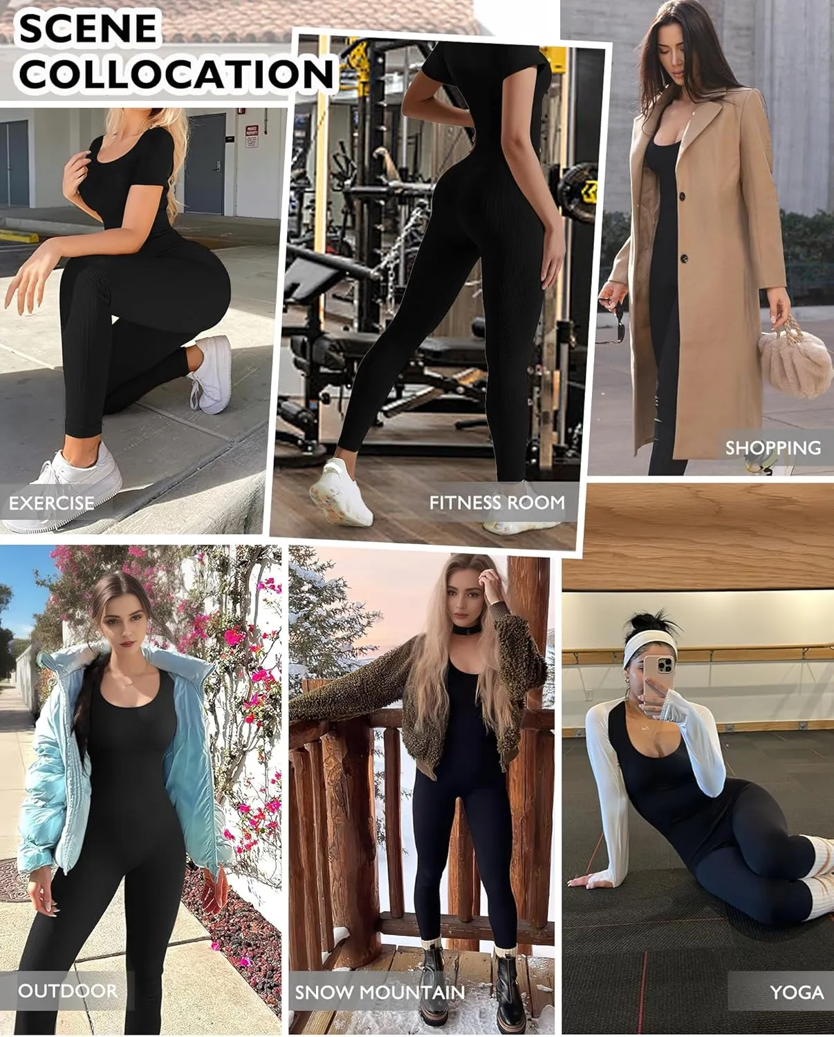AURUZA Jumpsuit for Women Workout Seamless Jumpsuits Ribbed One Piece Tank Tops Rompers Short Sleeve Exercise Jumpsuits