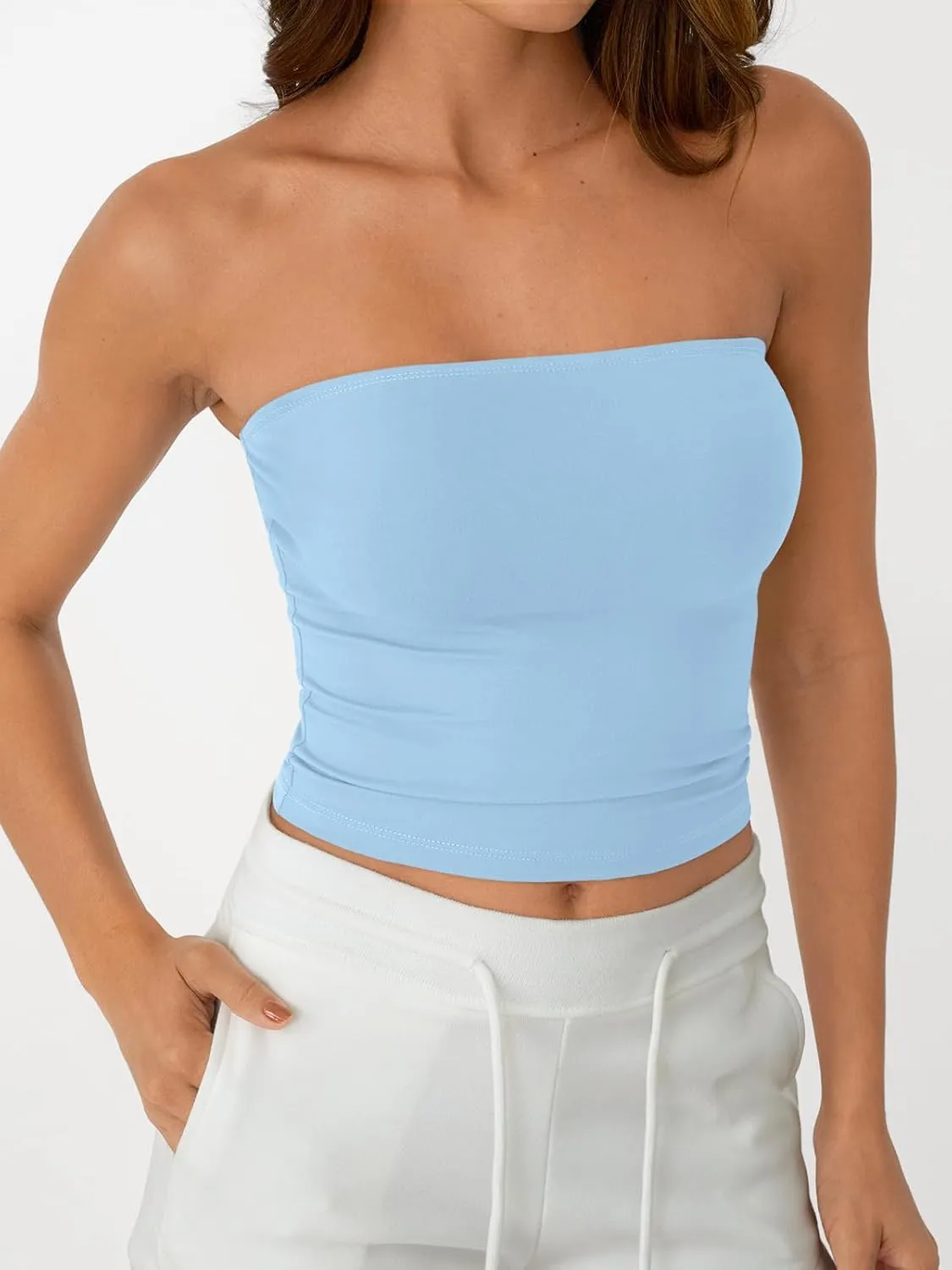 AUTOMET Tube Tops Strapless Crop Tops Basic Backless Sleeveless Bandeau Going Out Cute 2025 Summer Clothes