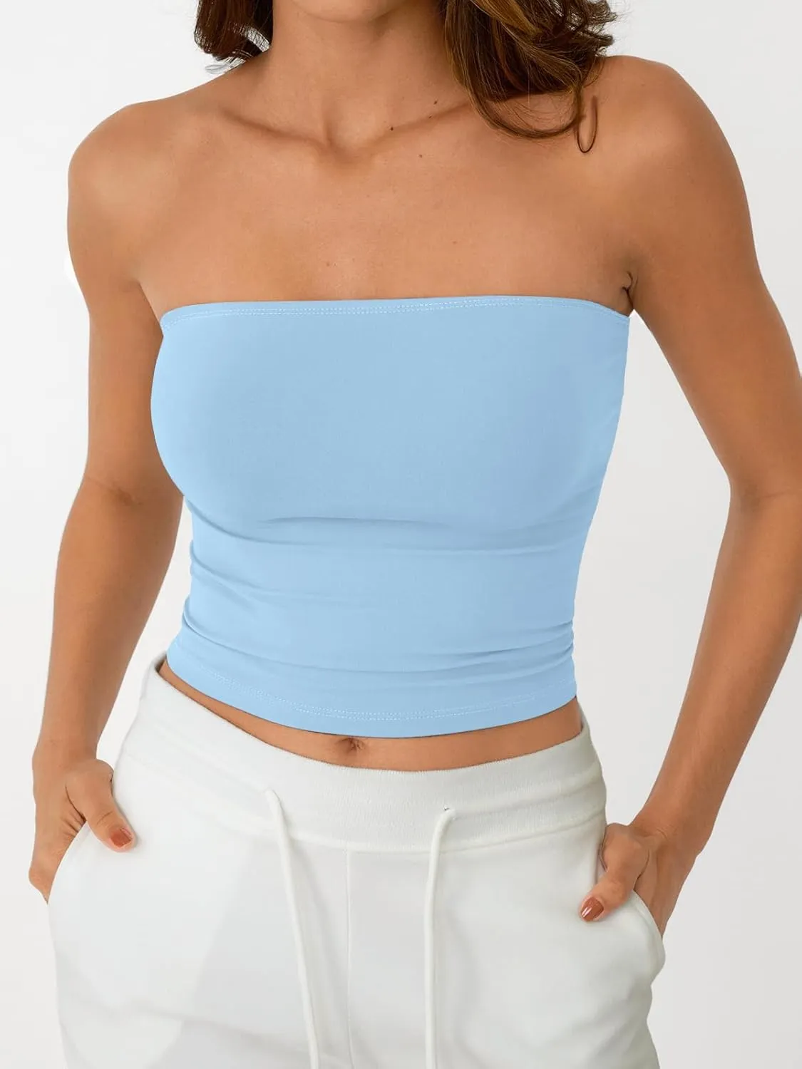 AUTOMET Tube Tops Strapless Crop Tops Basic Backless Sleeveless Bandeau Going Out Cute 2025 Summer Clothes