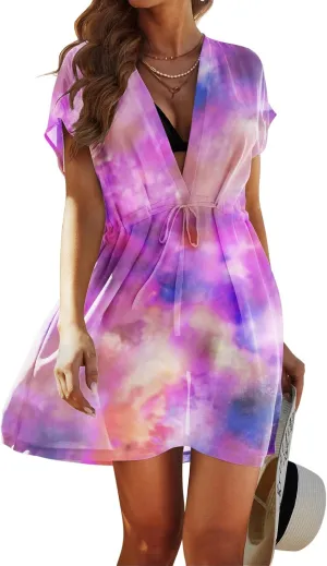 Avidlove Swimsuit Cover Ups for Women Beach Chiffon Swimwear Coverup Sheer Sexy V-Neck Beachwear
